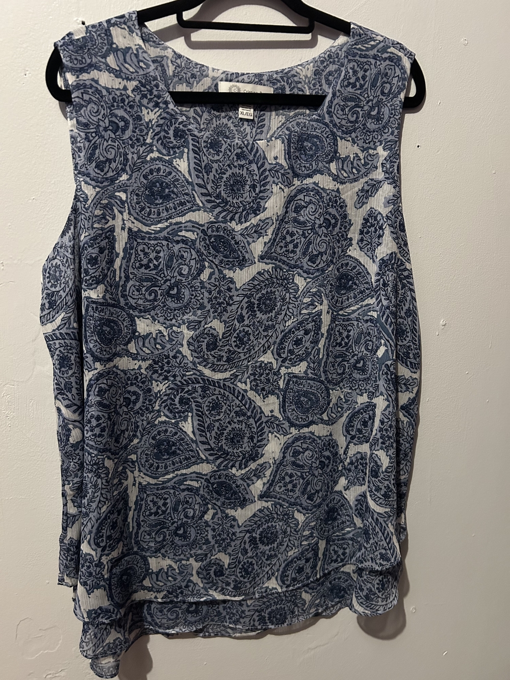 Sleeveless Blue Paisley Print Women's Top